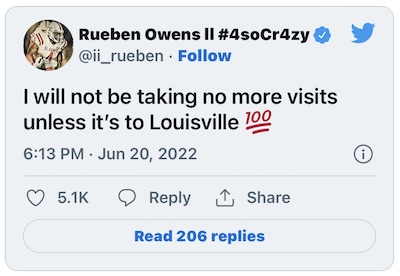 Reuben Owens Tweet